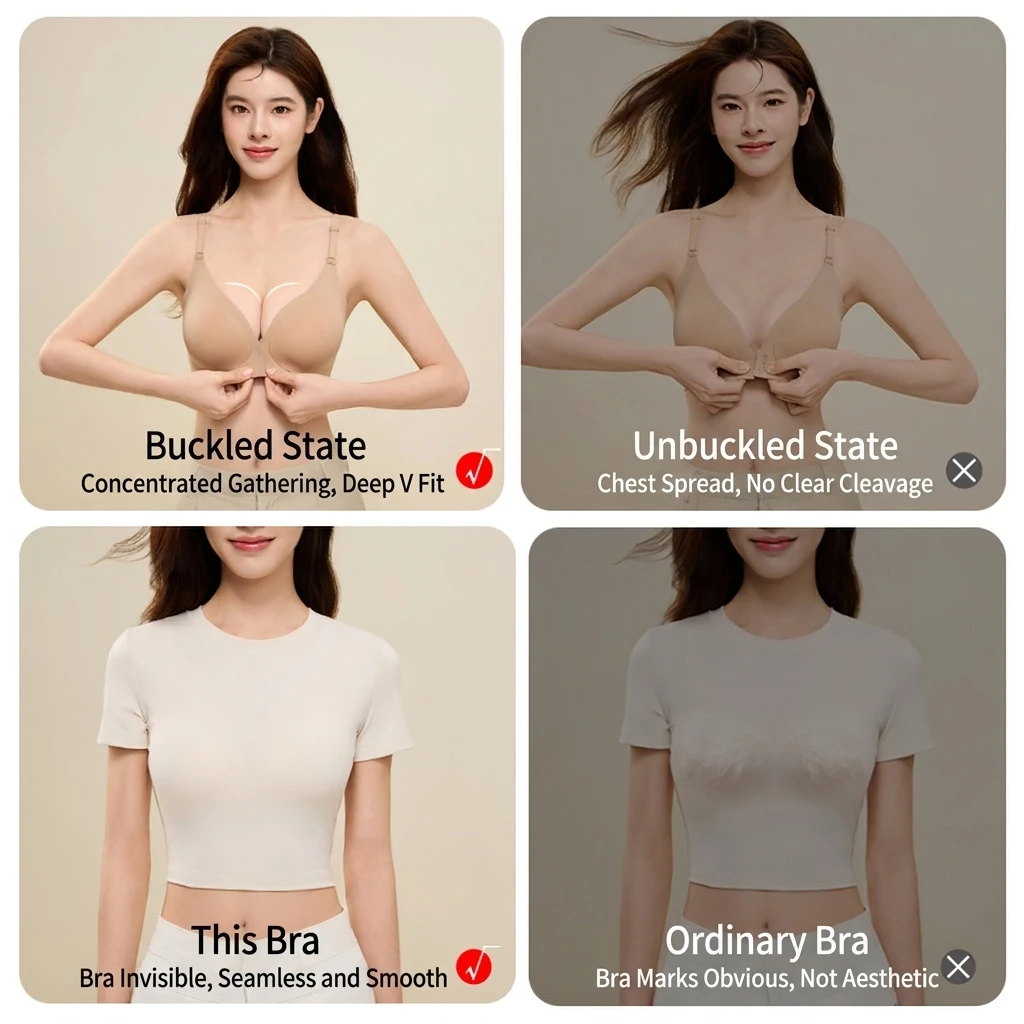 Seamless Wireless Bra Tank Top Women Front Buckle Soft Support Side Collect Invisible Comfortable Nylon Summer All Season Vest