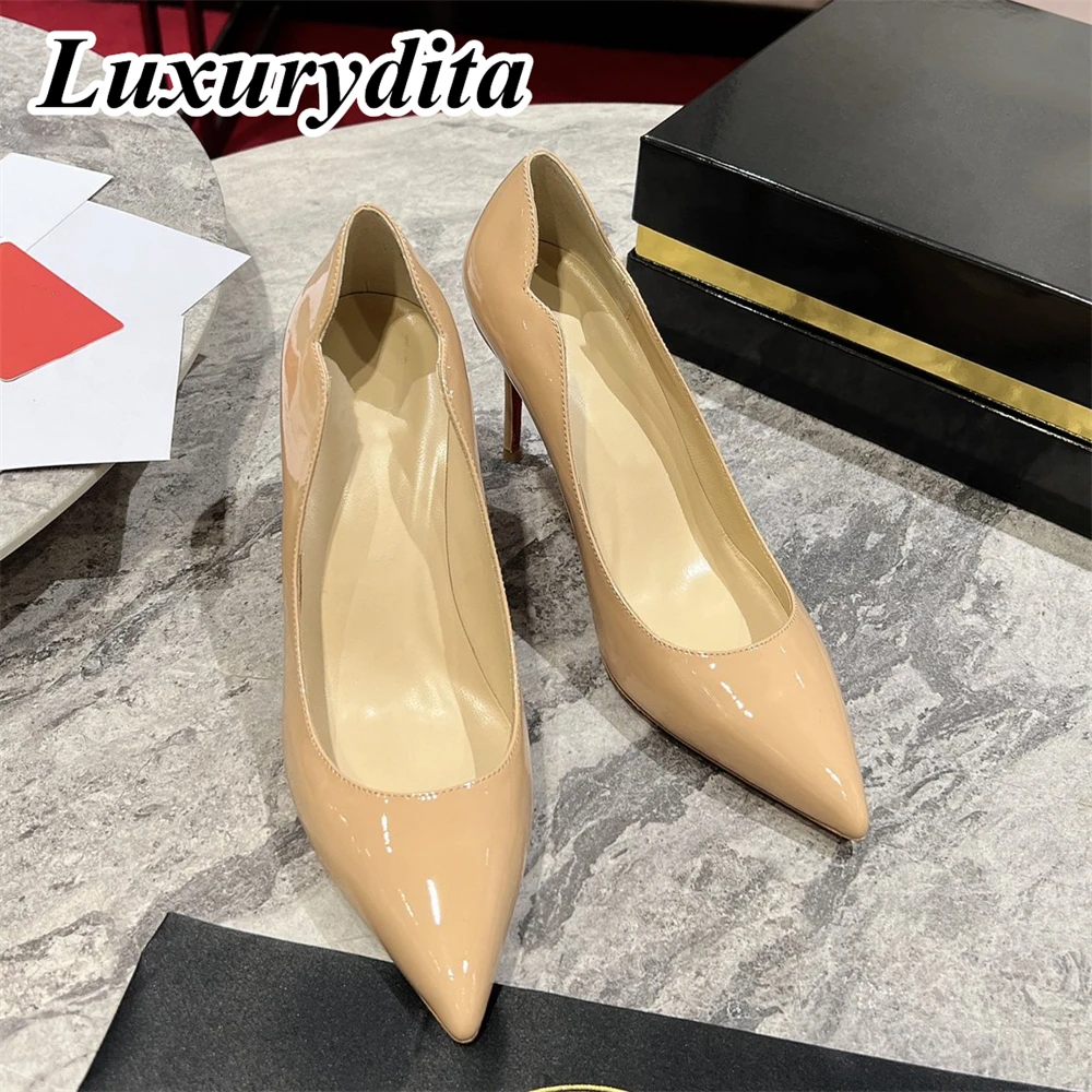 

Top Quality Womens High Heels 0-12cm Luxury Fashion Ladies Sandals Designer Classic Red Heel Real Leather sole Mules Shoes 1728