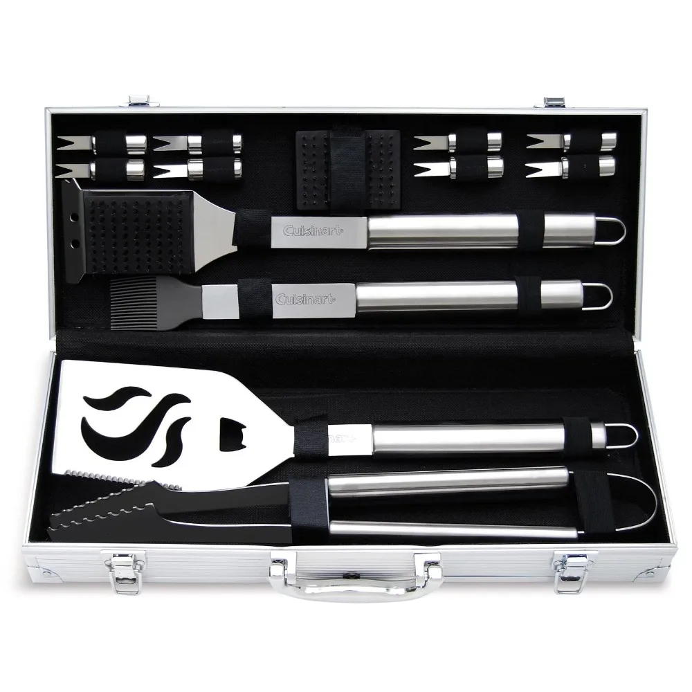 

14-piece Luxury Barbecue Tool Set with Aluminum Box for Easy Use Perfect for Any Barbecue or Picnic