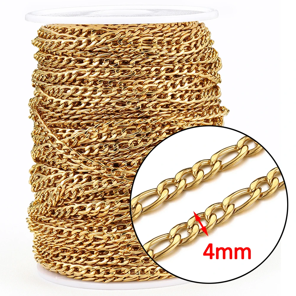 2 meter lange roestvrijstalen kettingen verkrijgbaar in meerdere stijlen voor het maken van DIY kettingen, armbanden, sieraden en accessoires, kralenkettingen