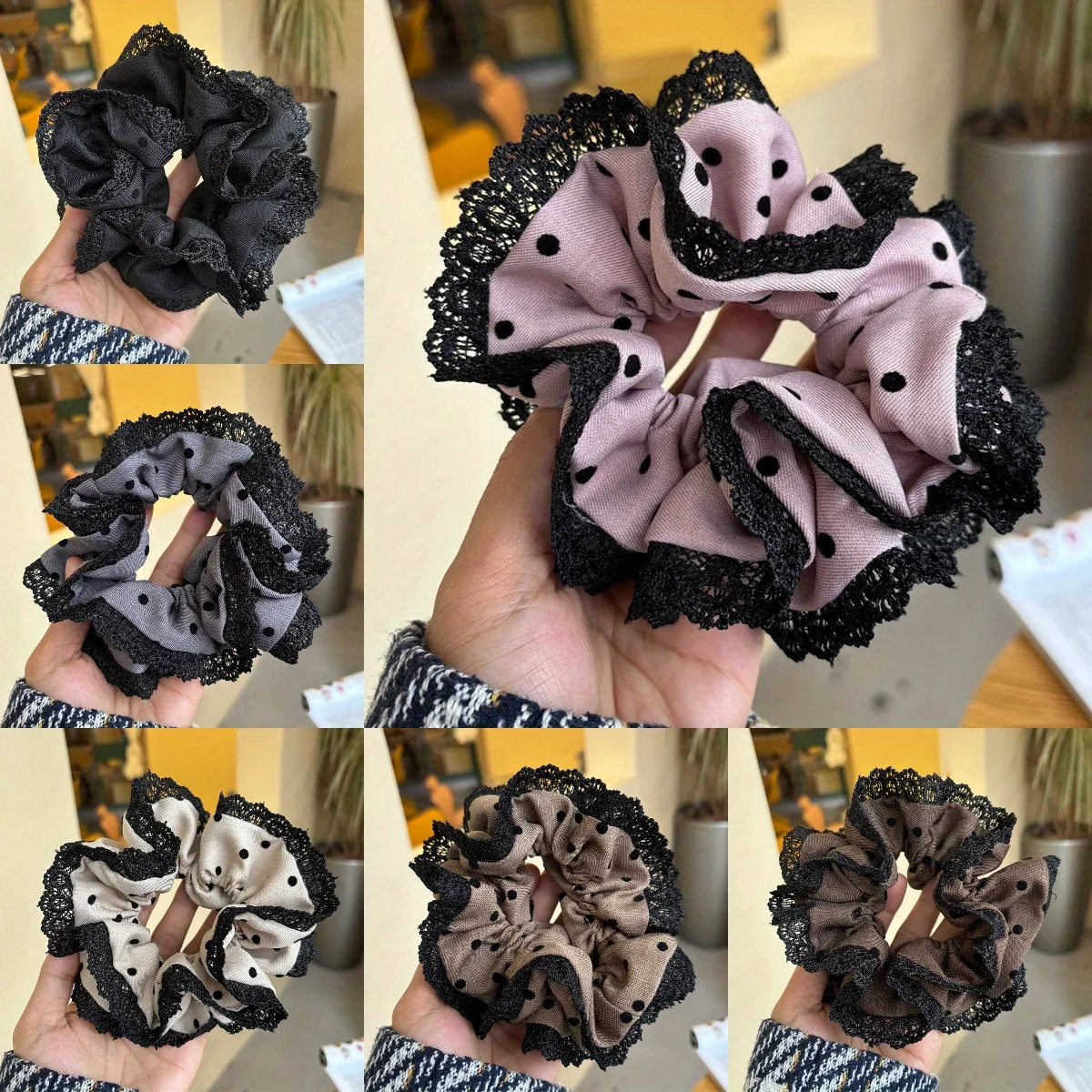 

Elegant Lace Hair Tie Scrunchie with Decorative Edging Simple Sweet Design Versatile Ponytail Holder for Women Girls Accessories
