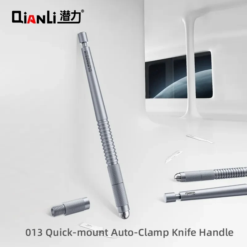 QianLi 013 Auto-Clamp Knife Handle Phone Motherboard Glue Removal/CPU NAND IC Chip/Back Glass Pry Blade Face ID Repair Hand Tool