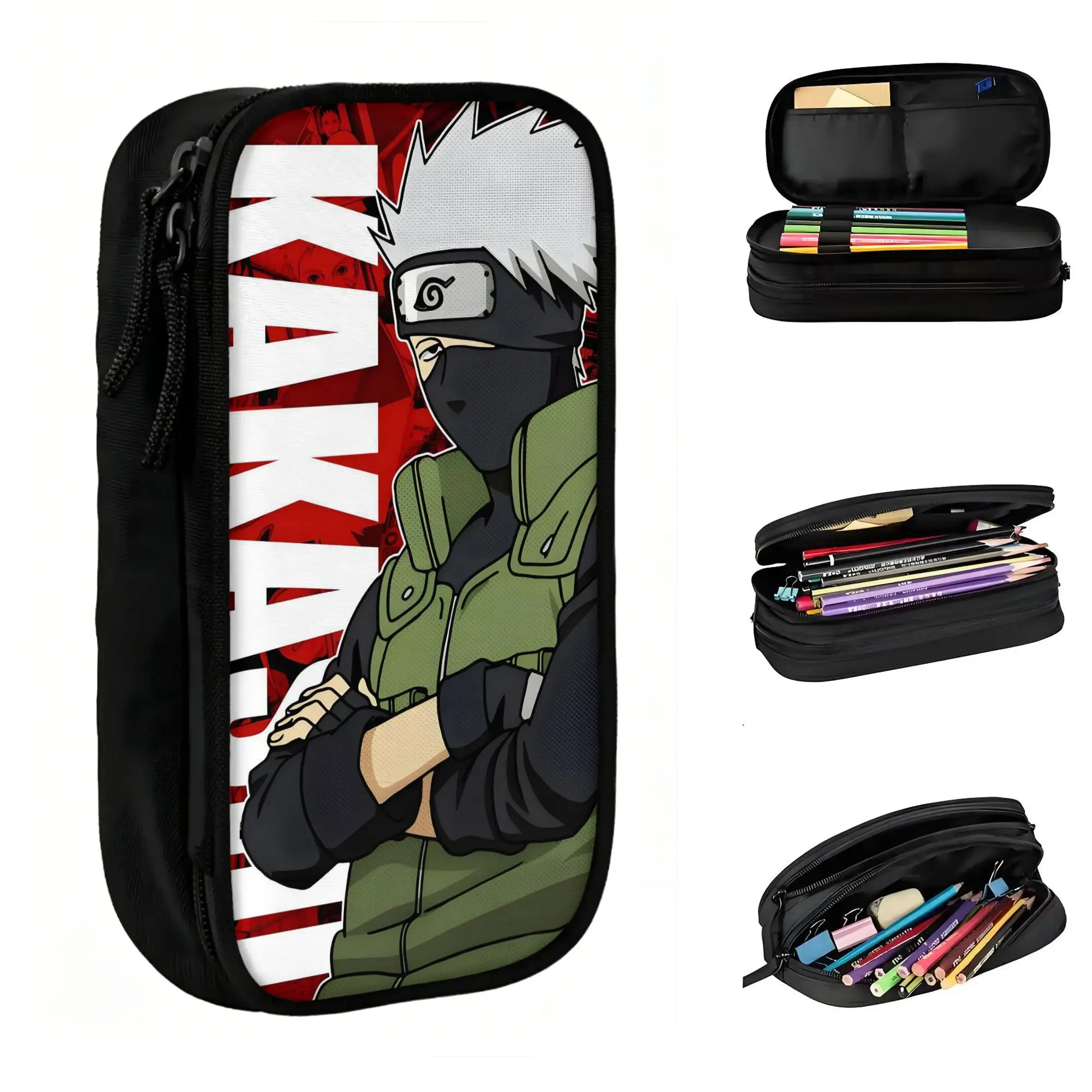 Trousse à crayons personnalisée K-Kakashies H-Hatakes Mentor Cartoon, grande capacité, pour garçon et fille, boîte à crayons, sac de papeterie
