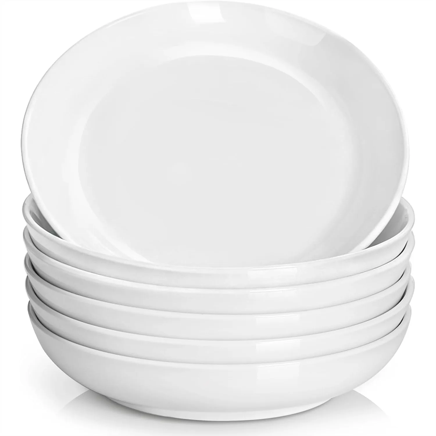 

7.8" Pasta Bowls for Small Portions, 22 Ounce Salad White Bowl Set of 6, Porcelain Dishes for Serving Dinner, Microwave