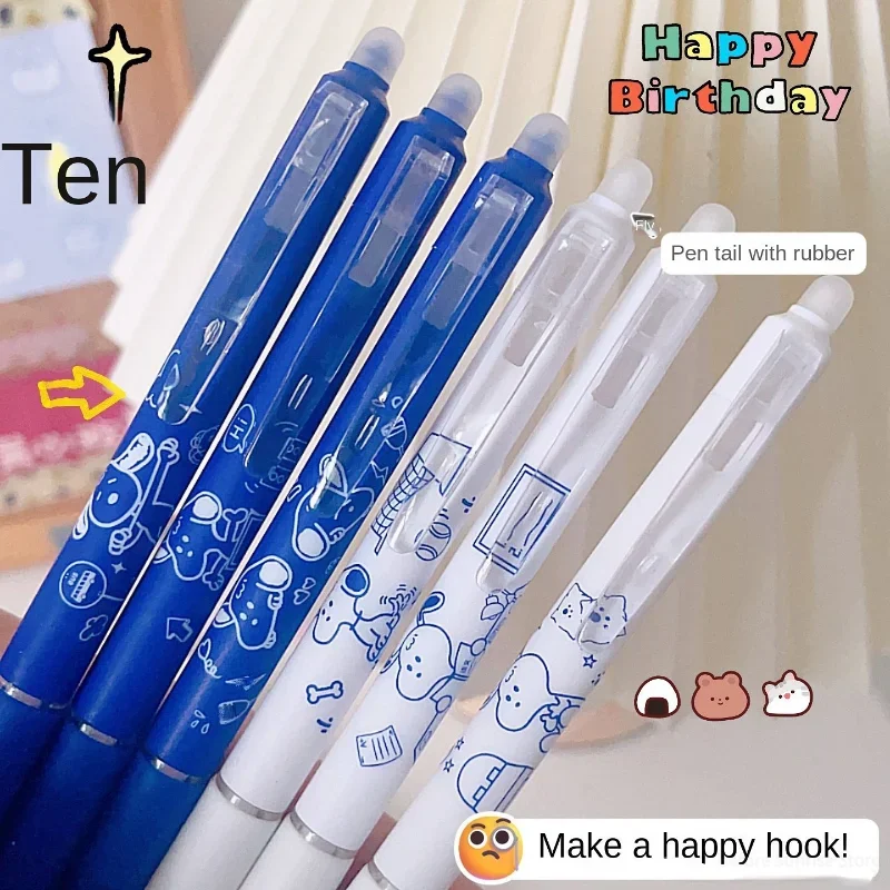 6 Pcs/set 0.5mm Snoopy Kawaii Erasable Pens for Writing Notebooks Girls Cute Gel Pens Office Accessories School Supplies puppy