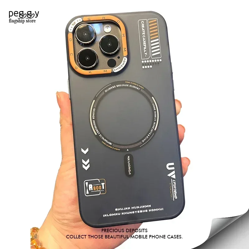 Funda de teléfono magnética mate para iPhone 12, 13, 14, 15 Pro Max, cubierta de botones de marco de lente de Metal trasero esmerilado con carga inalámbrica Megsafe