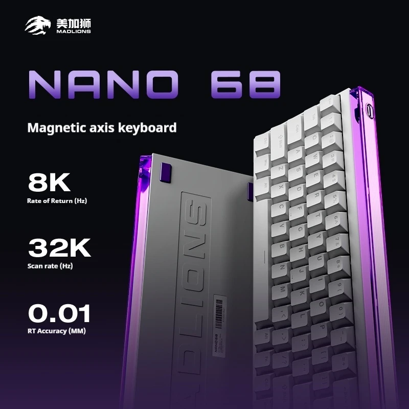 Madlions Nano68 Esports Magnetic Axis Keyboard Hot Swap Ttc Heavenly Axis Adjustable Gamer Office Keyboards