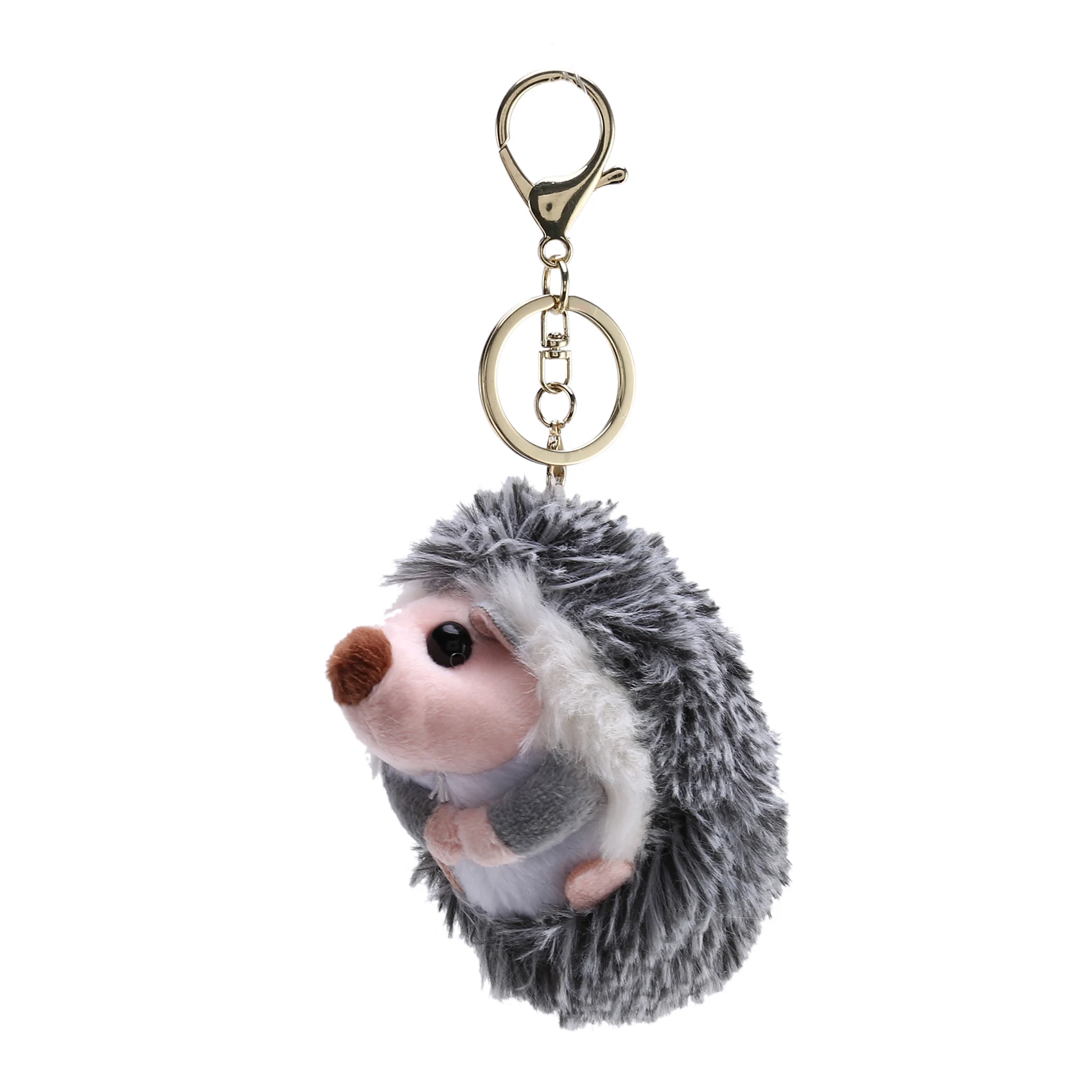 Cute Hedgehog Plush Keychain Mobile Phone Pendant Keyring Hedgehog Pompon Ring Pendant Plush Toy Gray Anime Fur Gifts