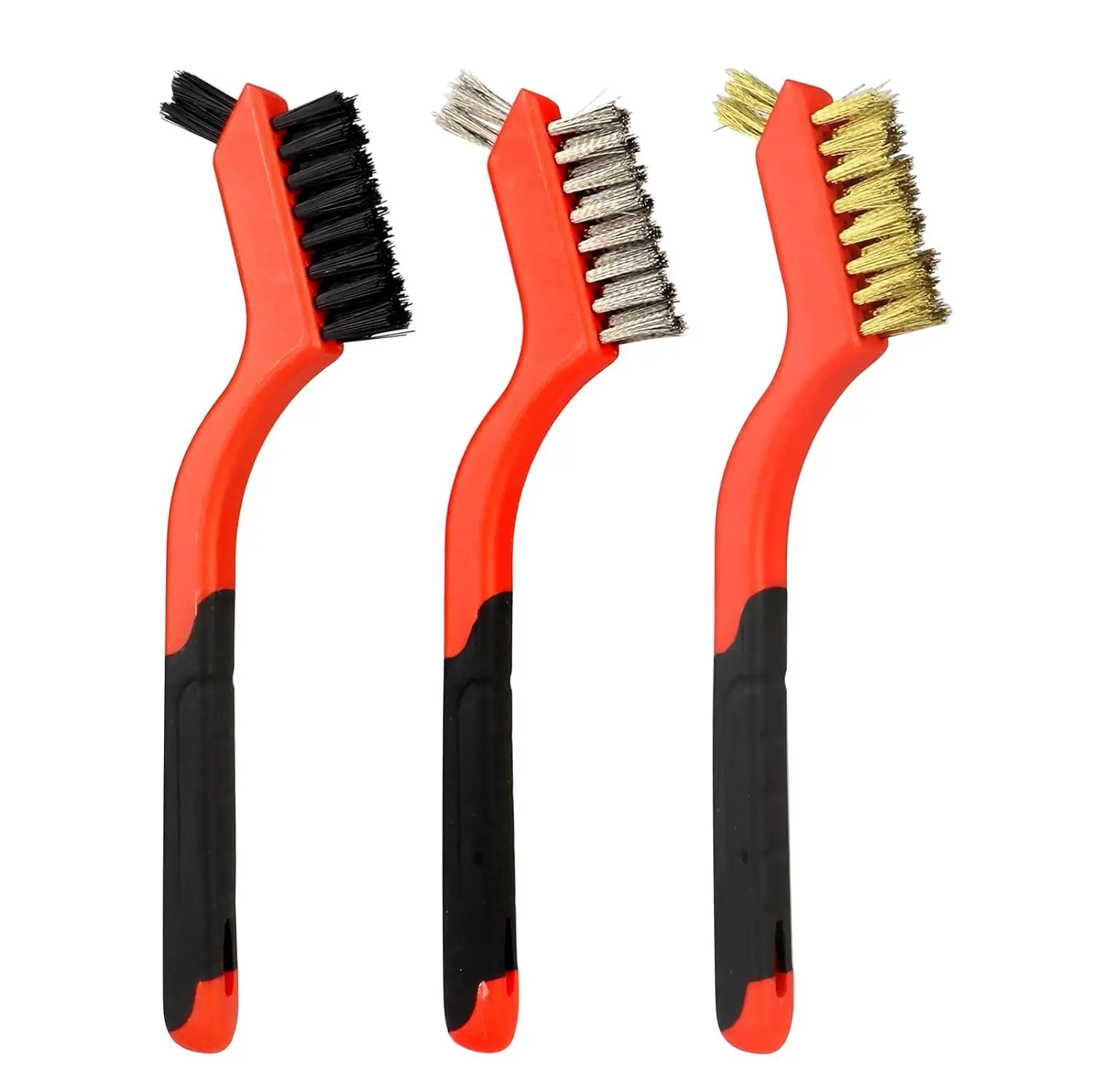 

Wire Brush Set, Small Wire Brushes for Cleaning Rust, Brass, Stainless Steel, and Nylon Heavy Duty Curved Scratch Brush for Rust