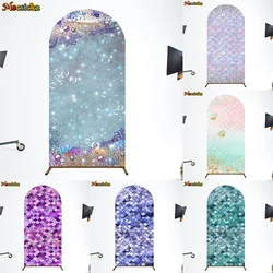 Mocsicka Fish Scale Arch Backdrop Cover Colorful Shells Mermaid Birthday Party Baptism Decor Arched Backgrounds Studio Photocall