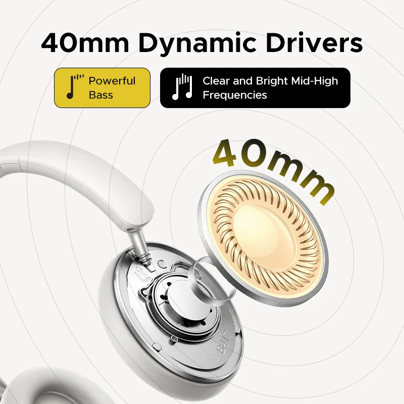 UGREEN Studio Max2 Беспроводные Bluetooth-наушники, временем воспроизведения 80 часов, Hi-Fi стерео наушники-вкладыши с микрофоном, Bluetooth 5.4