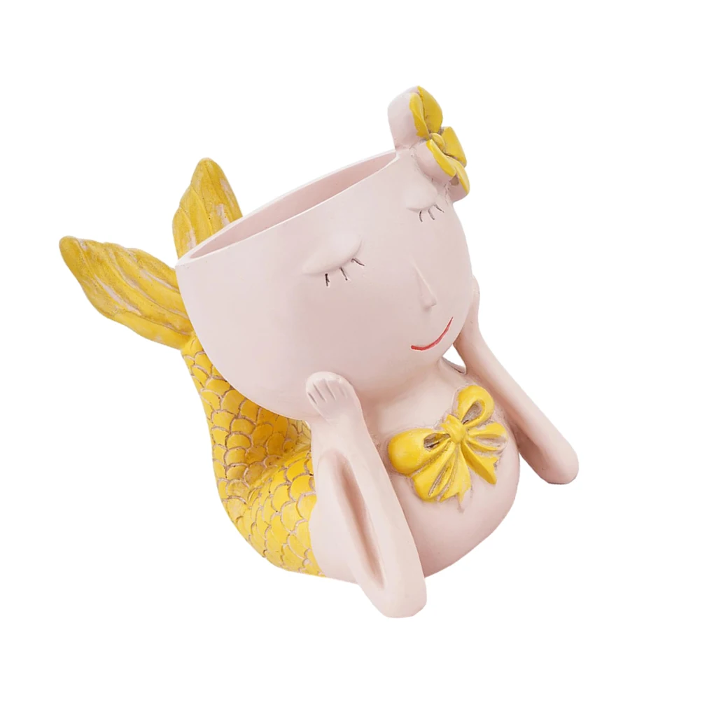 

Mermaid Plant Pot Garden Creative Face Flower Holder Vase Home Decor Red