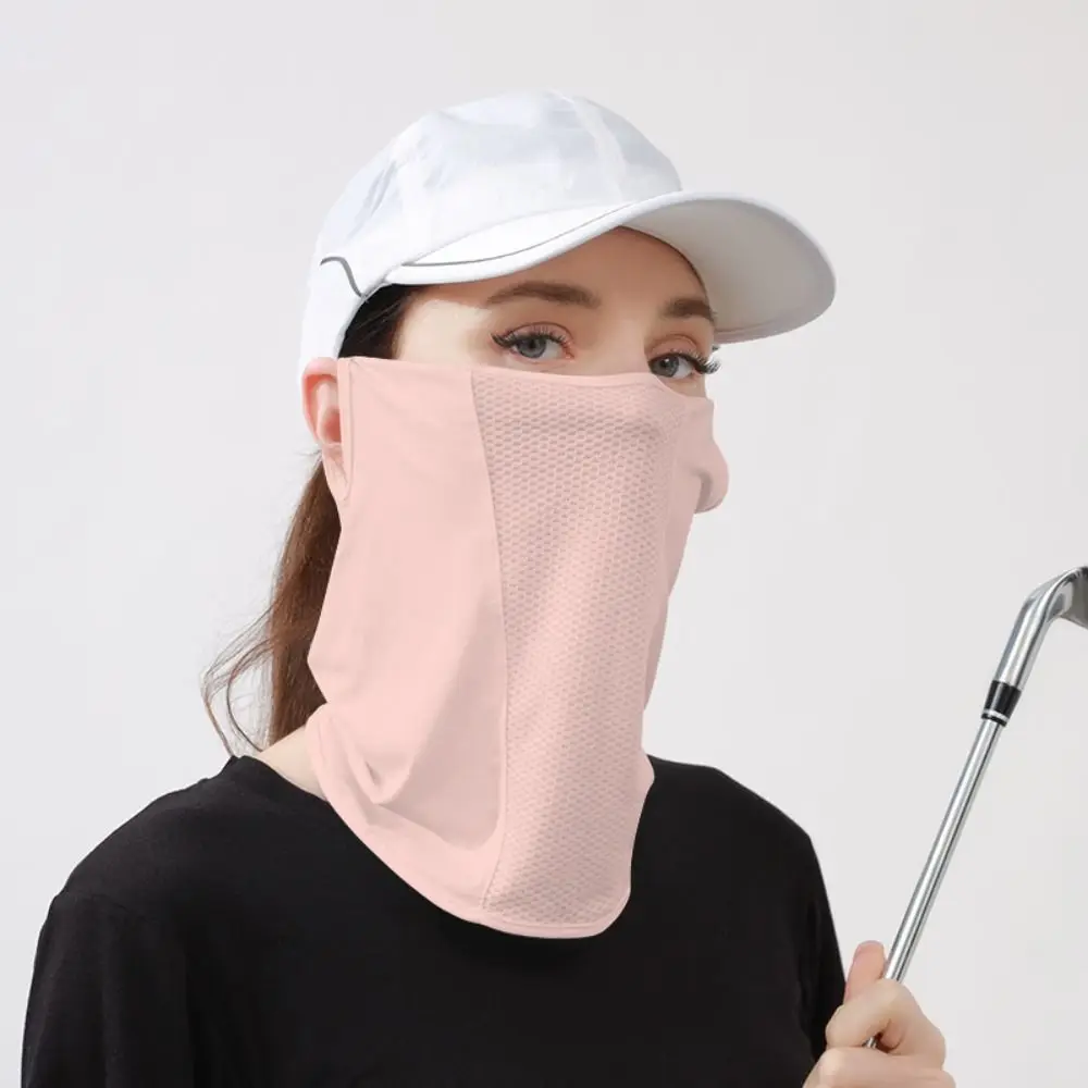 Outdoor Cycling Fishing Face Shield Summer Breathable Ice Silk Sunscreen Mask UV Protection Hanging Ear Face Cover