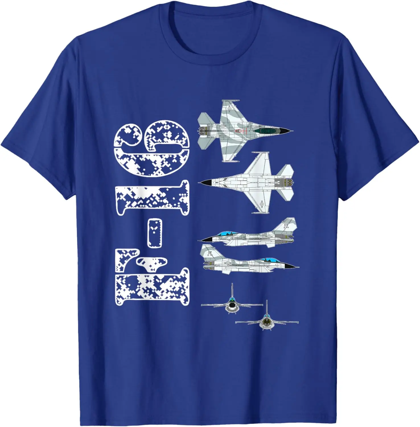 

F16 Jet Aircraft Fighter Jet Blueprint Design Men T-Shirt Short Sleeve Casual 100% Cotton Shirt