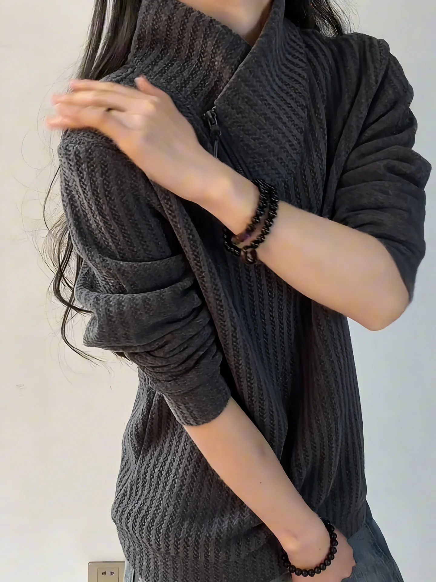 

ay American Sle Hoodie Thiened Long Sve Stand Collar Fce Lined Men's Winter T-irt Fibone Pattern Base irt