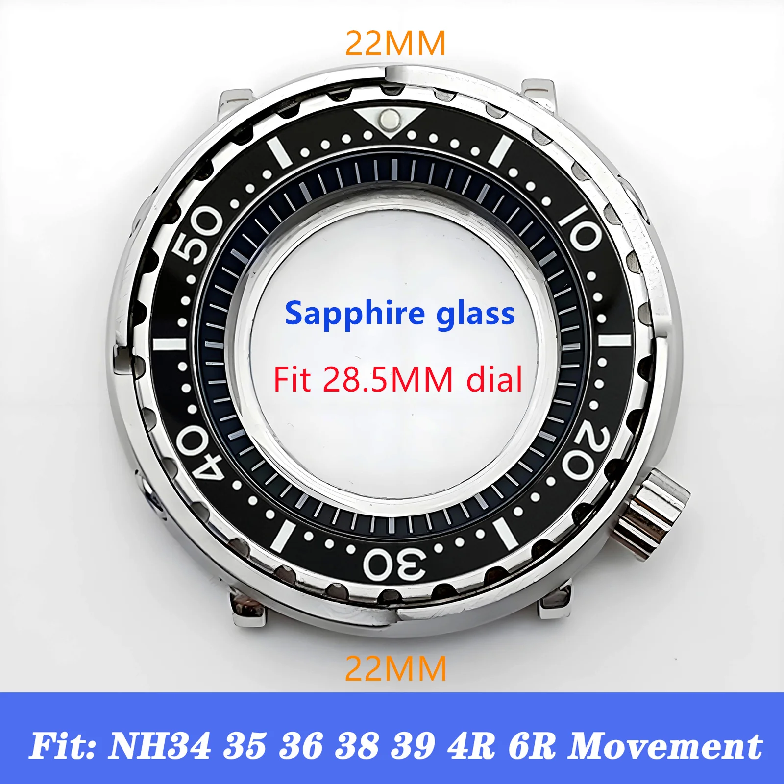 

Mod Tuna Can Case NH35 Case Sapphire Glass Ceramic Insert Silver Stainless Steel Watch Case