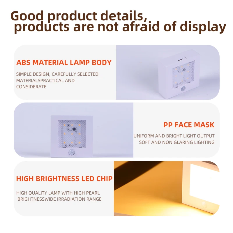 Luz LED nocturna para interiores con Sensor de movimiento, luces con pilas para pasillo, escalera, baño, armario y dormitorio