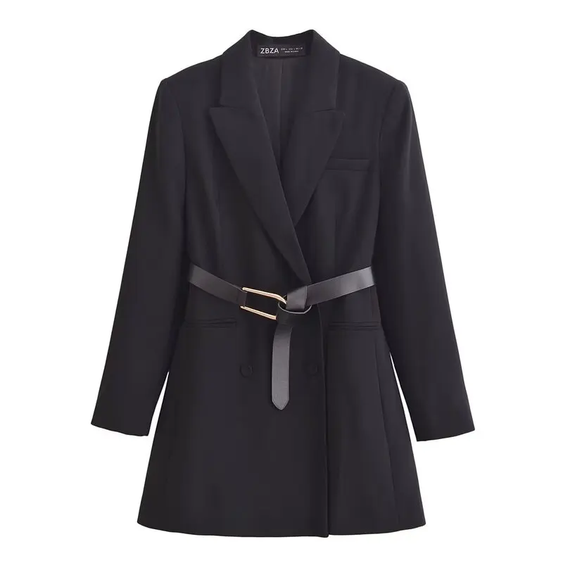 Business Casual Short Coat Women's Design Sense Autumn Winter New Style Belt Decoration Suit Collar Jacket Long Sleeve