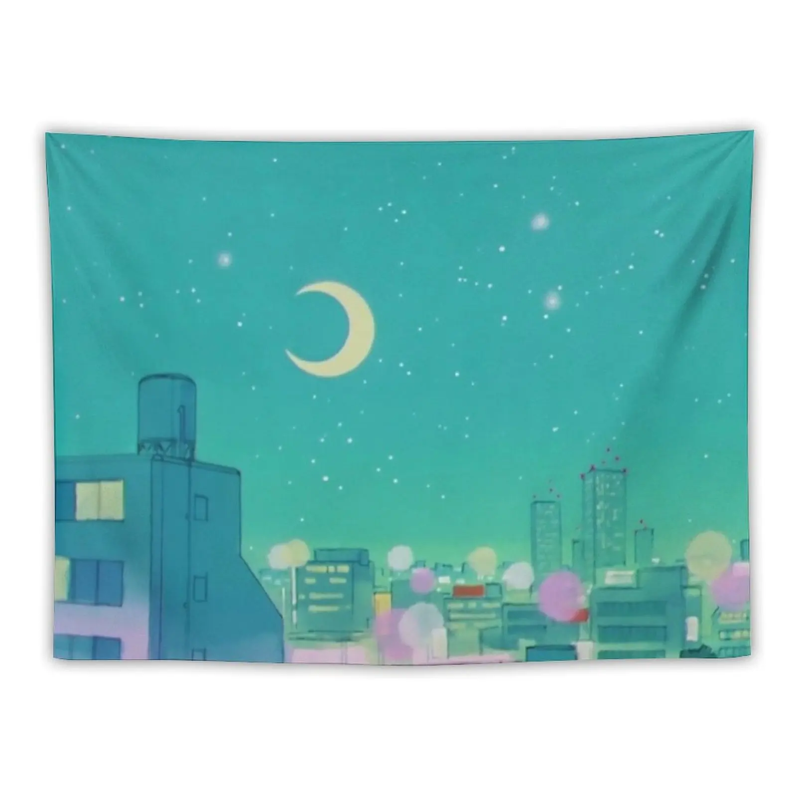 

90s Anime Moon in the Sky Wallpaper Tapestry Wall Decoration Items Living Room Decoration Tapete For The Wall Tapestry