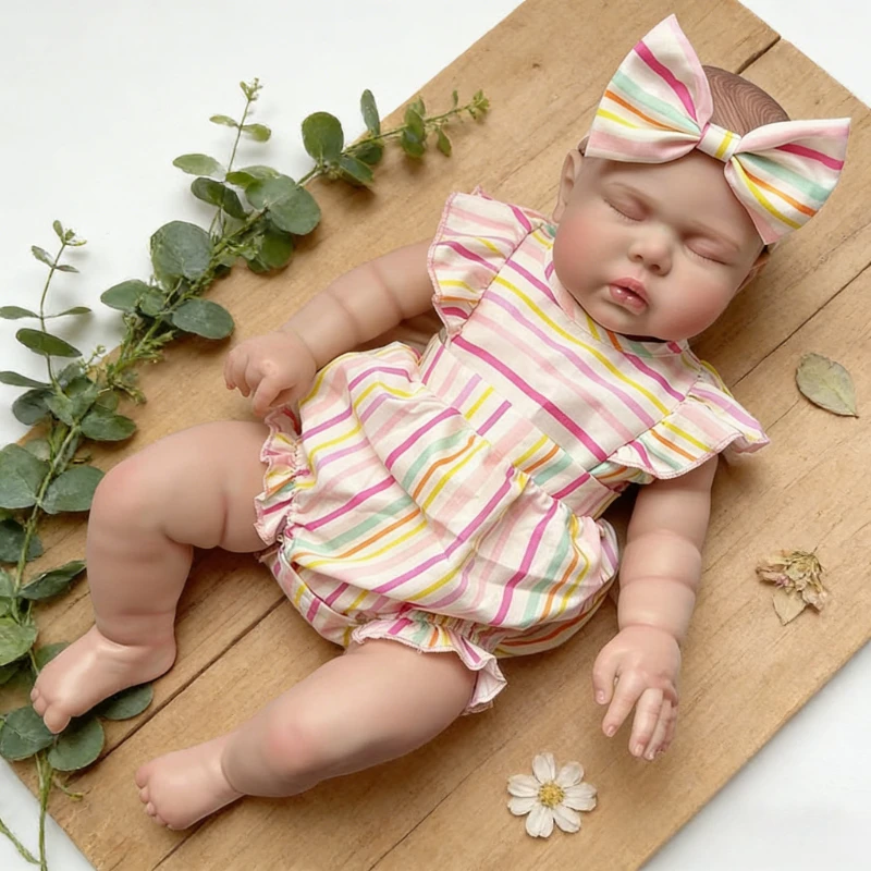 

60cm Pickle Reborn Sleeping Baby Doll Handmade Art Soft Cloth Body Real Looking Baby Dolls