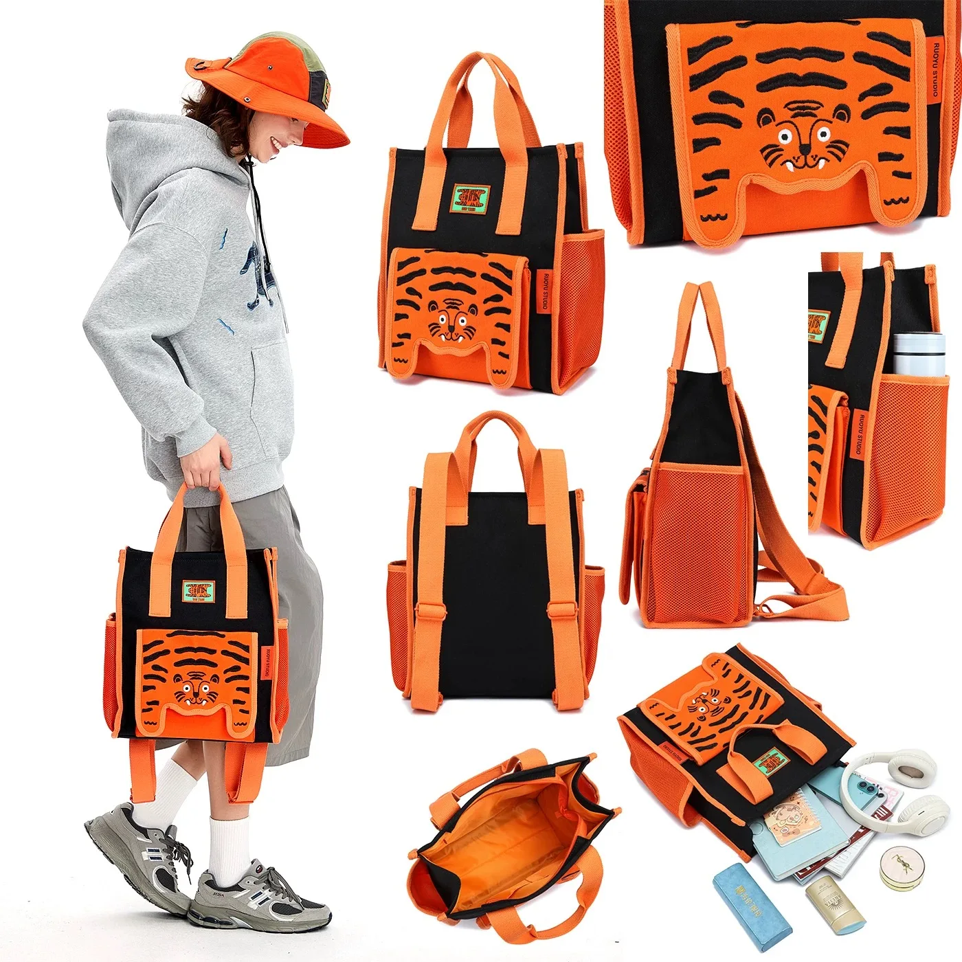 

Original design large-capacity commuting travel tutoring handbag canvas bag, which can hold laptops and tablets