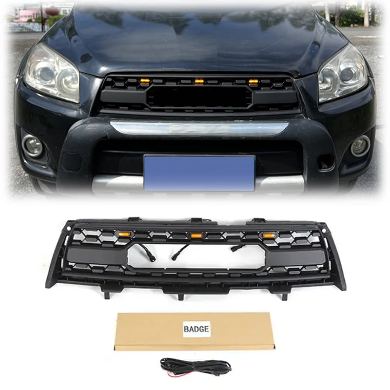 Spedking Factory Price ABS Front Bumper Grille With Light For RAV4 2009-2012 Car Grille