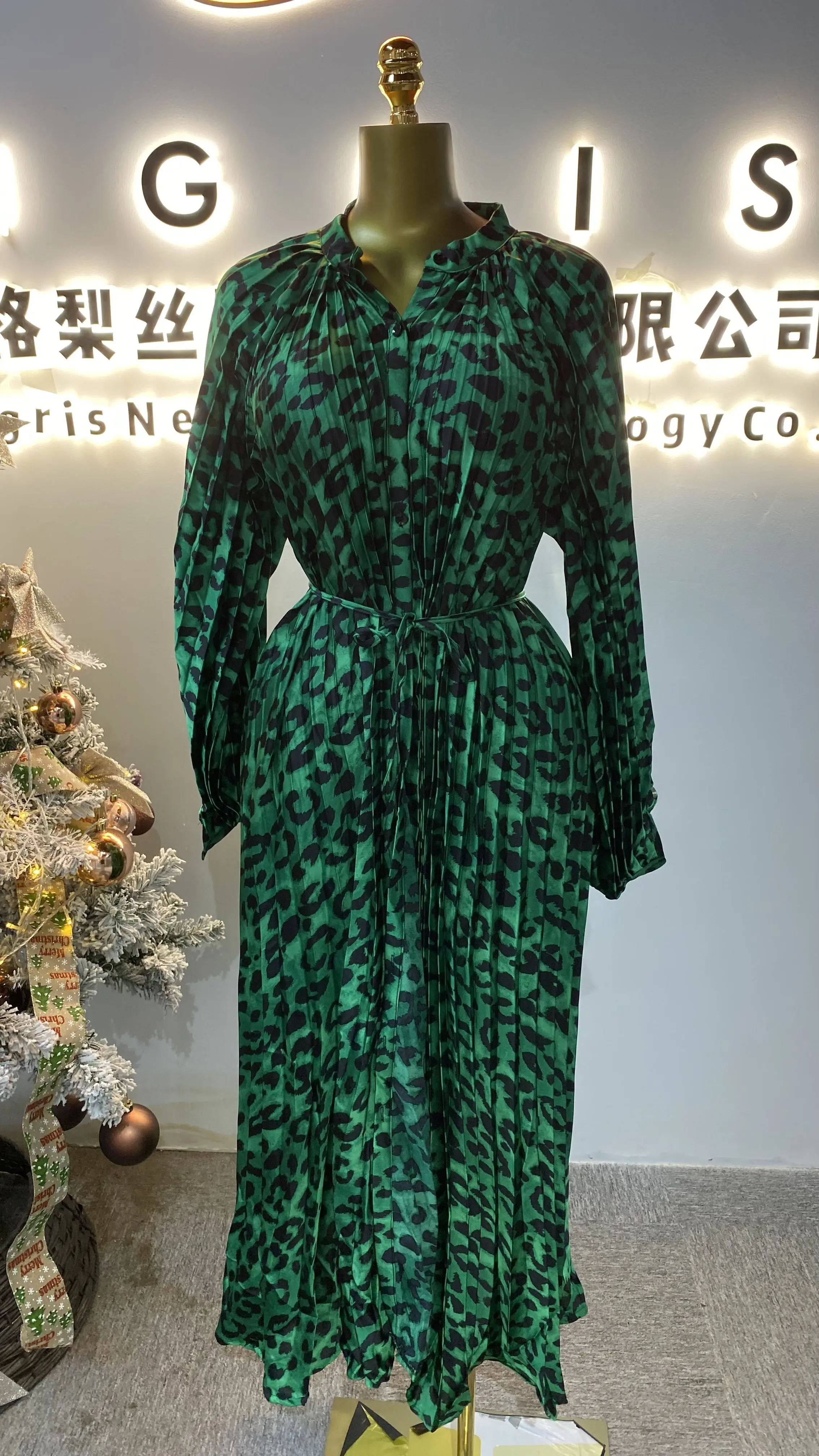 2025 Winter Temperament Elegant Style Leopard Waist Print Fashion Slimming Dress Long Skirt-GZXX013