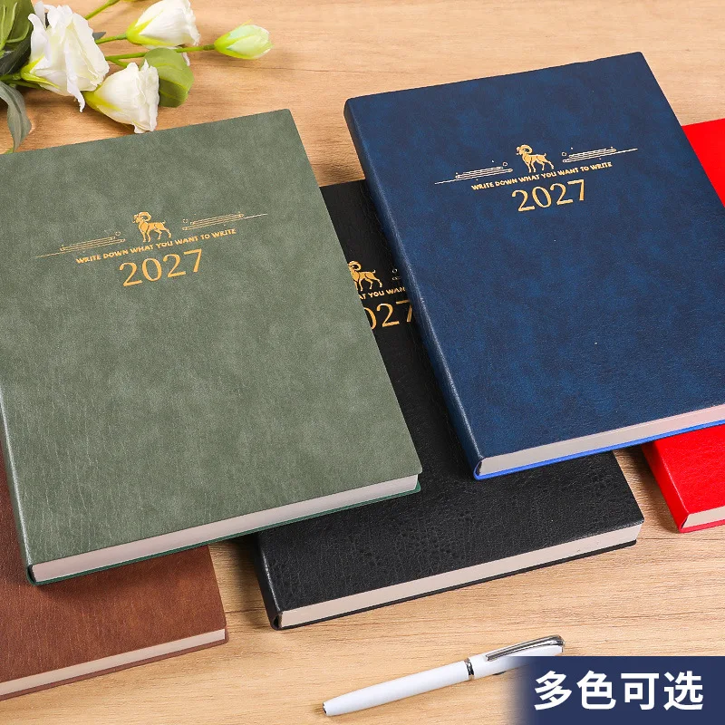 2027 A4 Daily Planner Notebook 404 Pages Thick Woodfree Paper, Large Business Schedule Organizer with Vertical Stripe Cover