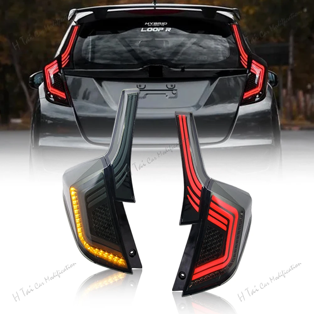 4Pcs LED Tail Lights For Honda Fit Jazz GK5 2014-2020 Rear Lamps Assembly DRL Taillight Dynamic Turn Signal Car Light Assemblies