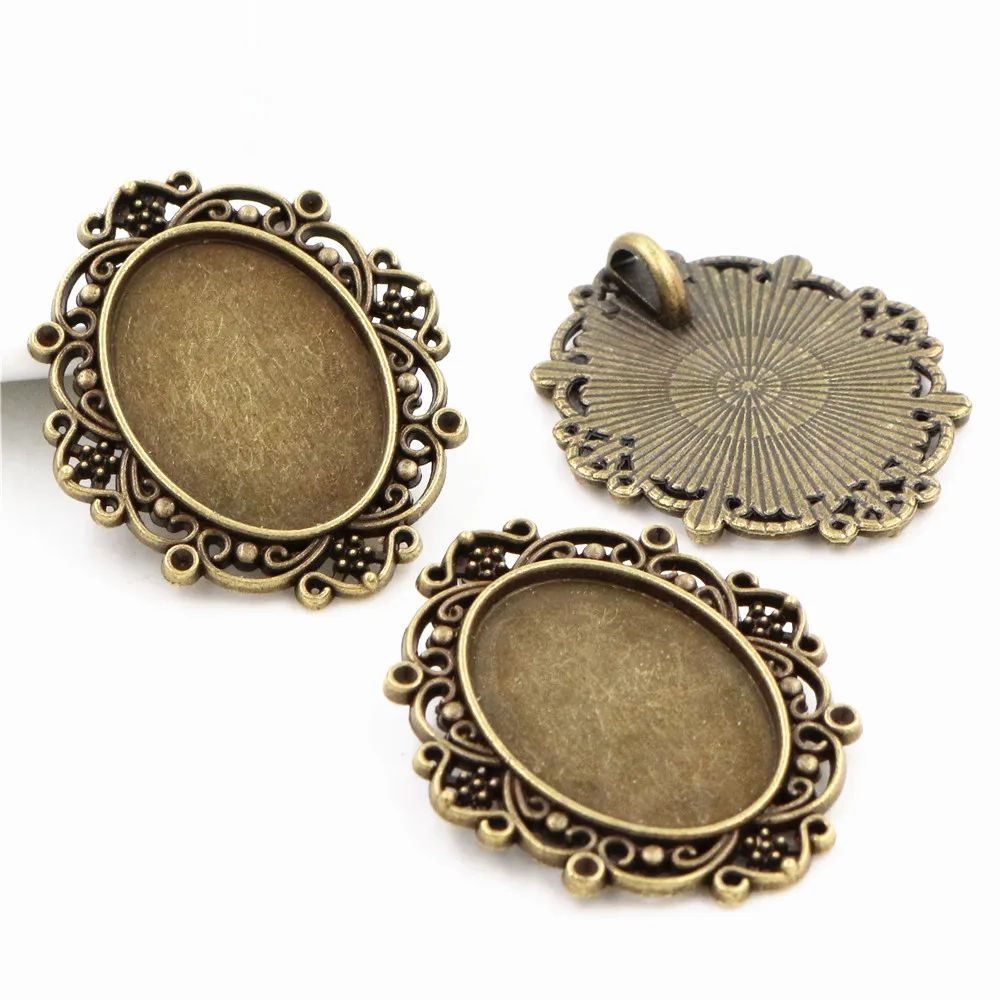 10 sztuk/partia Fit 18x25mm wewnętrzna rozmiar nowy 3 kolory Plated kwiaty styl Cameo Cabochon ustawienia bazy Charms wisiorek naszyjnik ustalenia — zdjęcie 3
