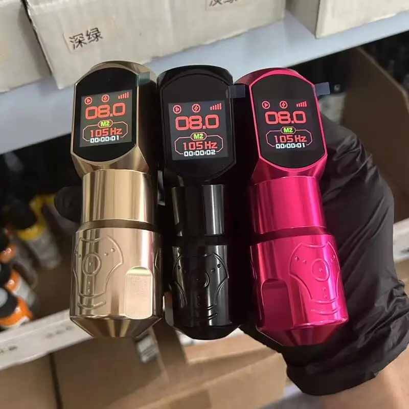 Macchina per tatuaggi wireless Display digitale con grande schermo a colori Nuova macchina per tatuaggi per trucco permanente con pistola per tatuaggi potente da 1500 MAH