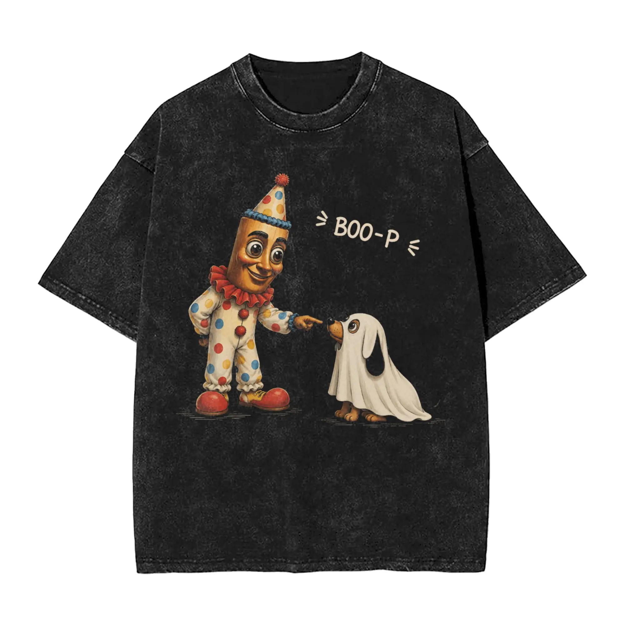 Awesome Tung Tung Sahur Dog Ghost Nose Boop Halloween Dog Lover T-Shirt Men Cotton T Shirts  Short Sleeve Tees Graphic Clothes
