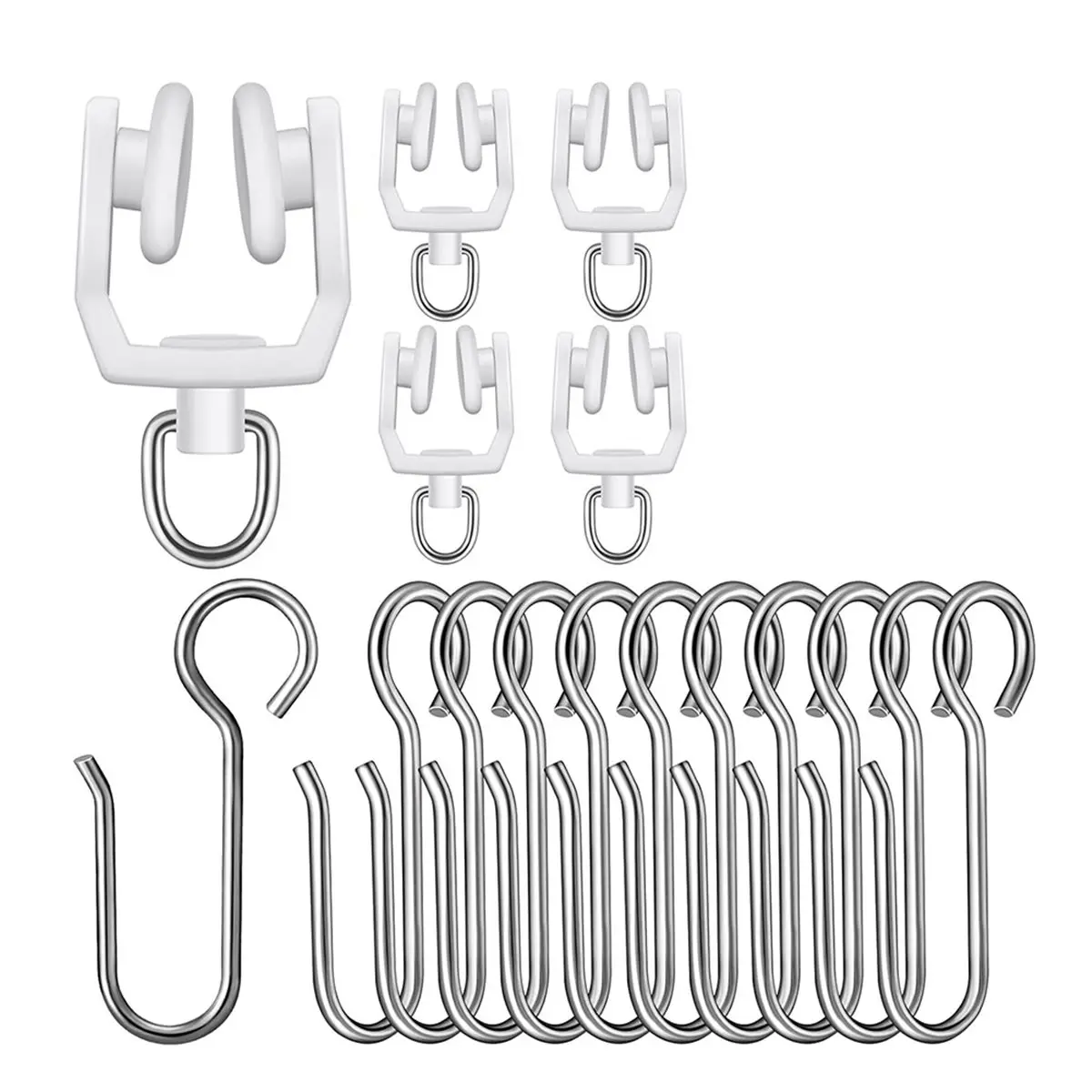 REST 120 Pcs Curtain Track Sets Ceiling Mount Curtain Track Hooks and Rollers Metal Shower S Hooks Straight Curved Rollers