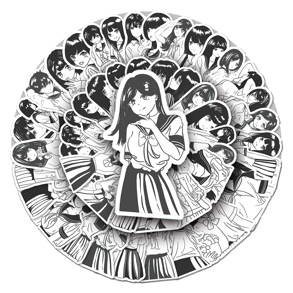 10/30/50 pçs bonito anime jk uniforme meninas adesivos kawaii dos desenhos animados adesivo diy scrapbooking telefone portátil graffiti decalques brinquedos presente