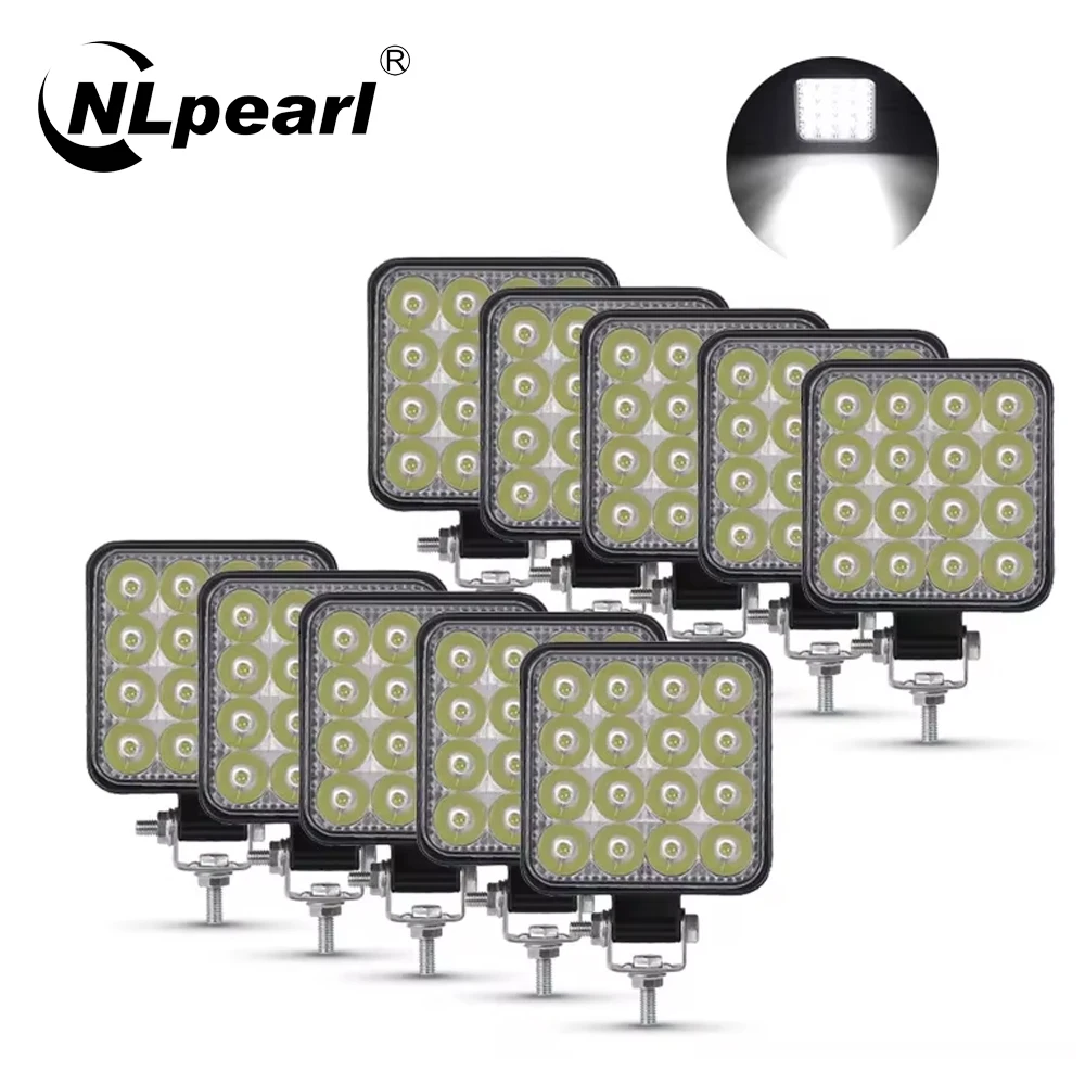 

10pcs 48W Led Light Bar Work Light Bar Square Spotlight For Jeep Truck Offroad Car Motorcycle Tractor SUV ATV LED Headlights 12V