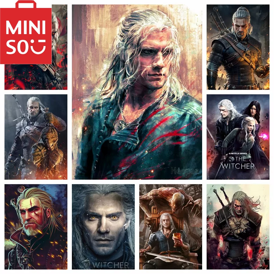 MINISO Oil Painting By Numbers Kits Geralt Of Rivia Dark Number Drawing Canvas DIY Pictures By Numbers Home Decor