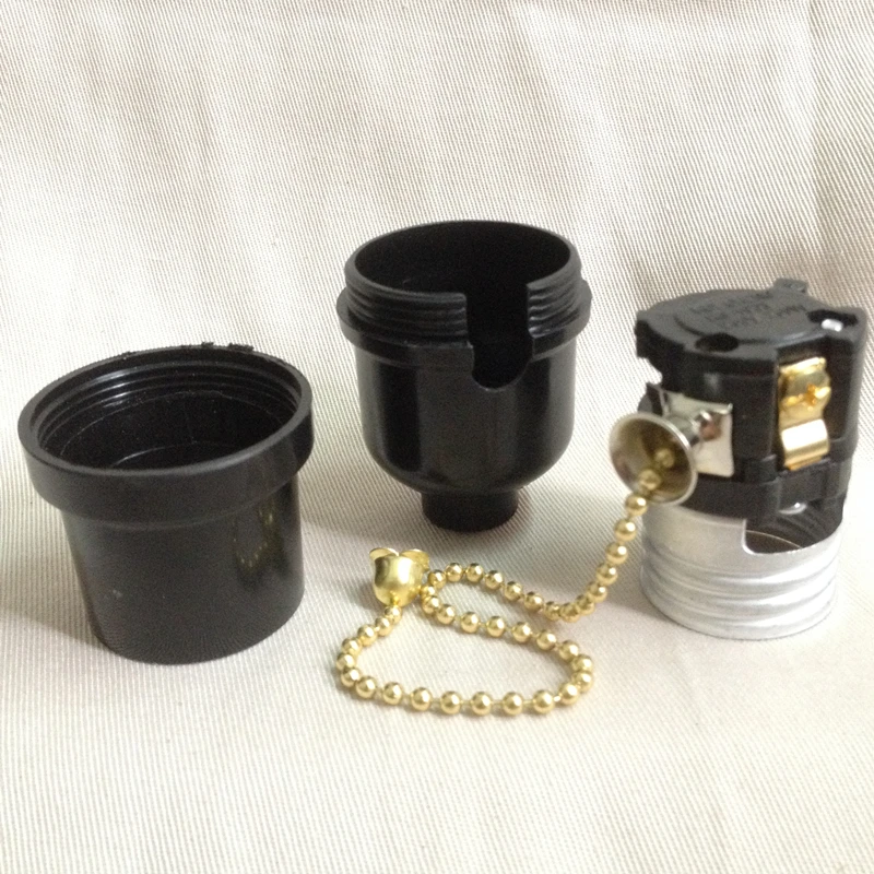 UL Bakelite Lamp Holder E26 Vintage Edison Spiral Bulb Base Zipper and Knob Switch Vintage Chandelier and Table Lamp Holder
