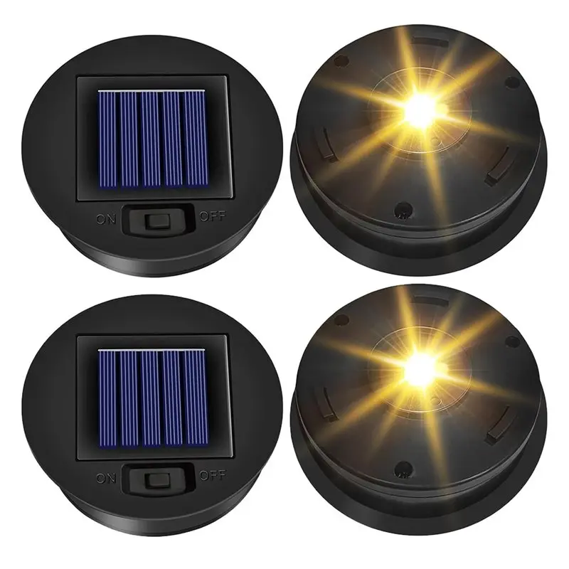【Big Deal】Replacement Top 4 Pack Outdoor Solar Lights, LED Solar Lantern Light Lids, Solar Light Parts