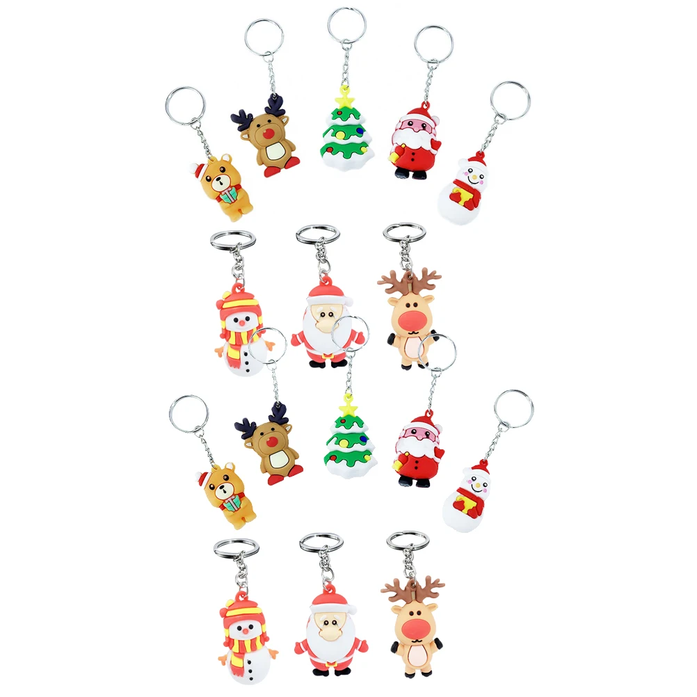 

16 Pcs Hanging Decoration Christmas Key Chain Lovely Silicone Keyring Bags Pendants Gifts Supplies Accessories