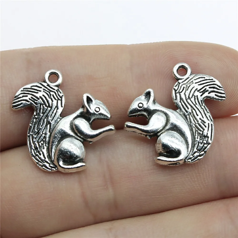 WYSIWYG 10pcs 21x21mm Pendant Squirrel Animal Squirrel Charm Pendants For Jewelry Making 3D Squirrel Pendants