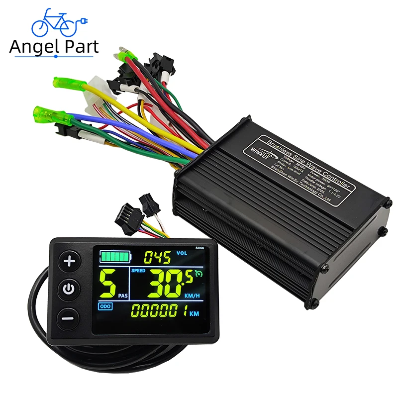 36V 48V 500W 25A E-Bike FOC Sine Wave Brushless Motor Controller S866 Colour LCD Display Set for Electric Bicycle Scooter Repair