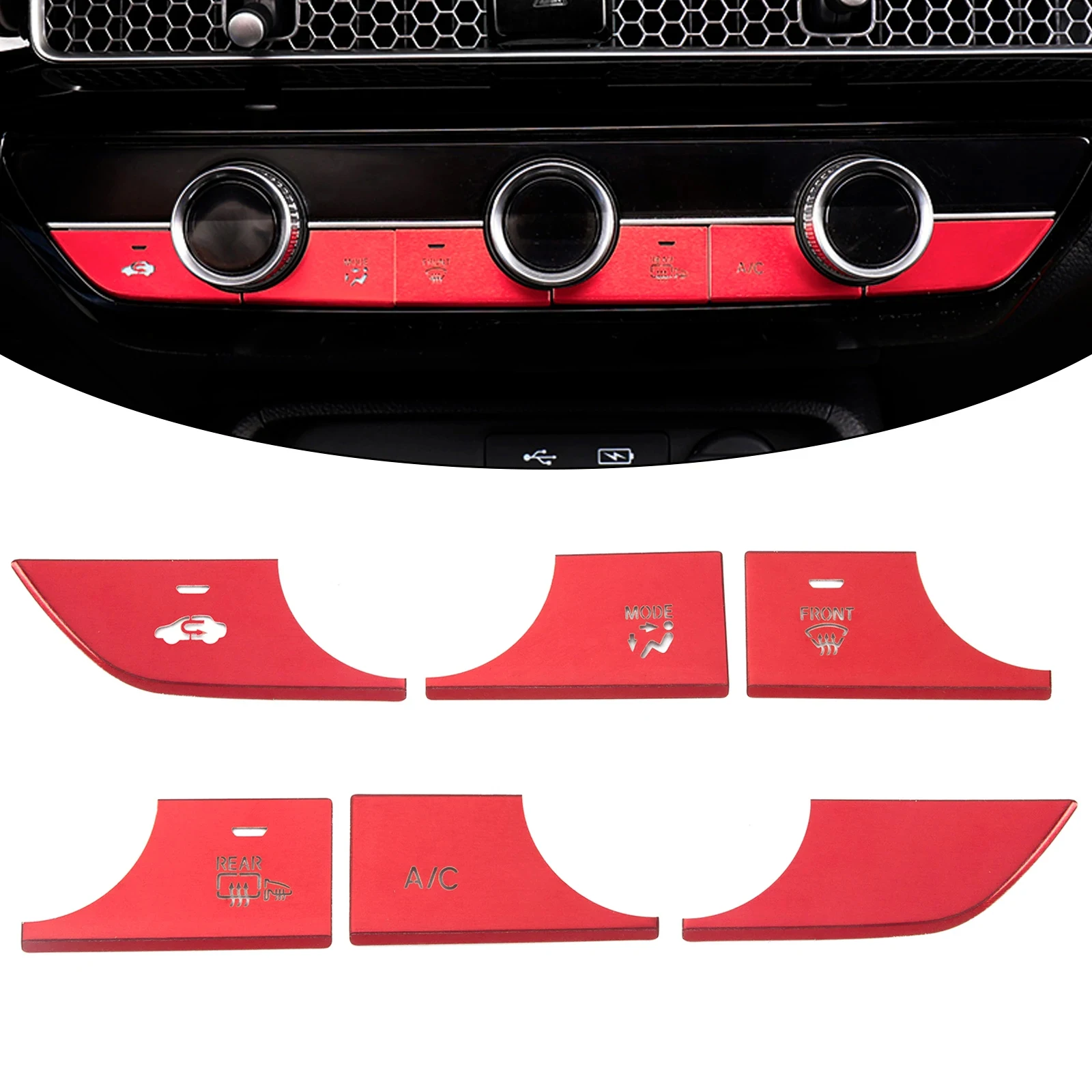 Cubierta Decorativa para el Botón del Interruptor de Climatización del Aire Acondicionado de la Consola Central Interior Roja para Honda Civic 11ª Generación 2022-2026