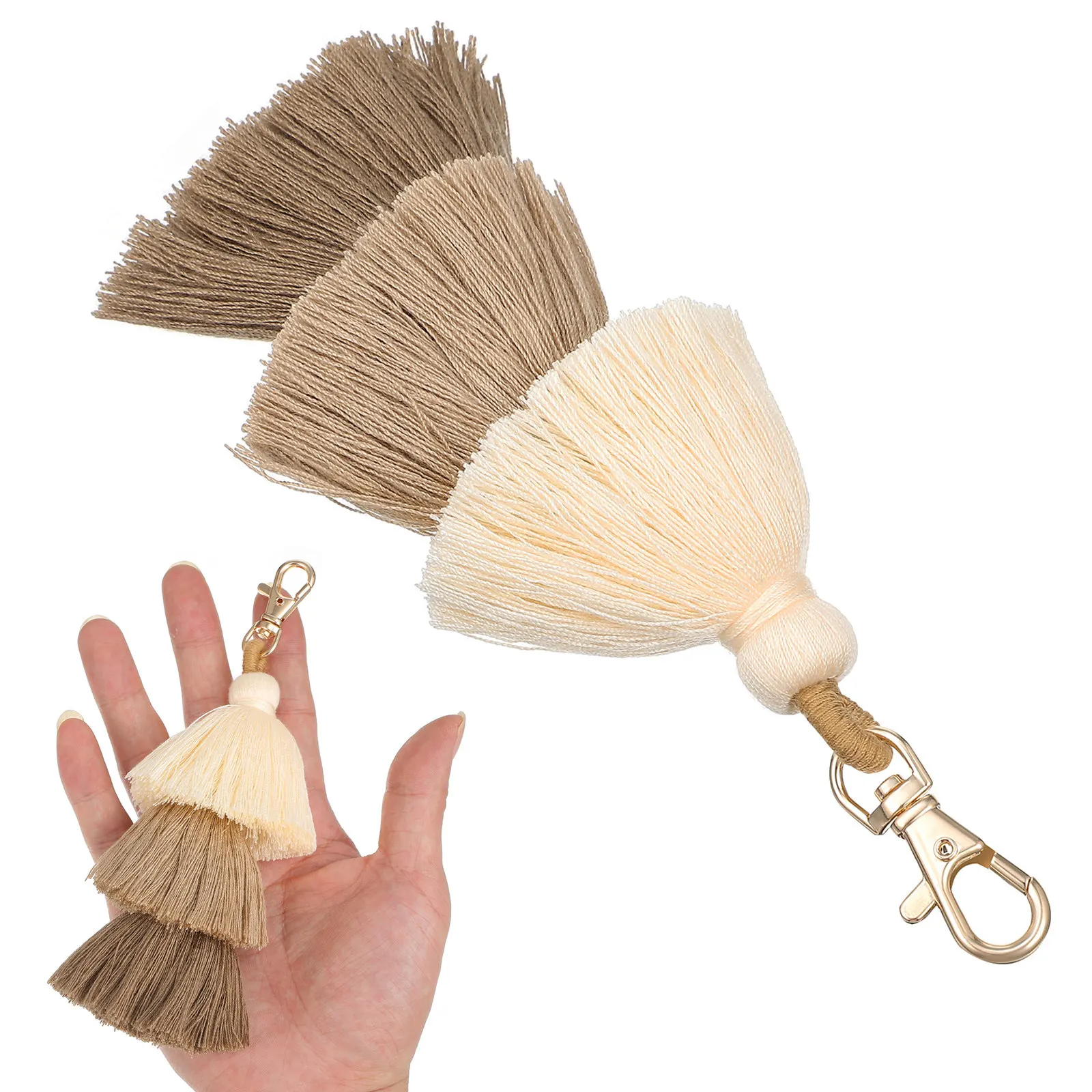 Llavero con borlas, colgante de flecos multicapa para bolso, decoración para llavero, borlas para carteras, mochilas, regalos