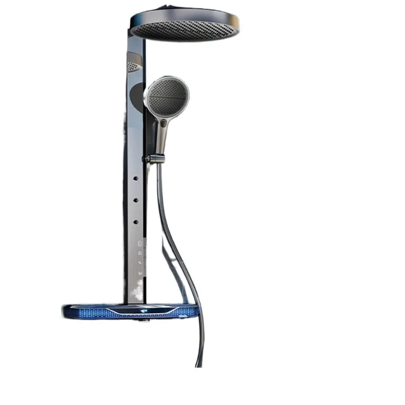 

Shower set, smart storage waist spray, digital display, all-copper home bathroom, pressurized milk white shower