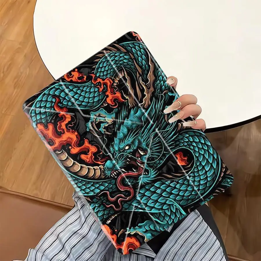 

Чехол-подставка Cool Tiger Dragon для планшетов iPad Air 2025, 4, 5, M3, Mini 7, 6, Pro 10-го, 7-го, 11-го, 9-го, 8-го поколений, Air M2, 1, 2, M4