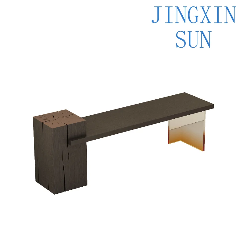 Solid wood bench household entrance stool bedroom simple square stool log shoe change dining stool living room bench