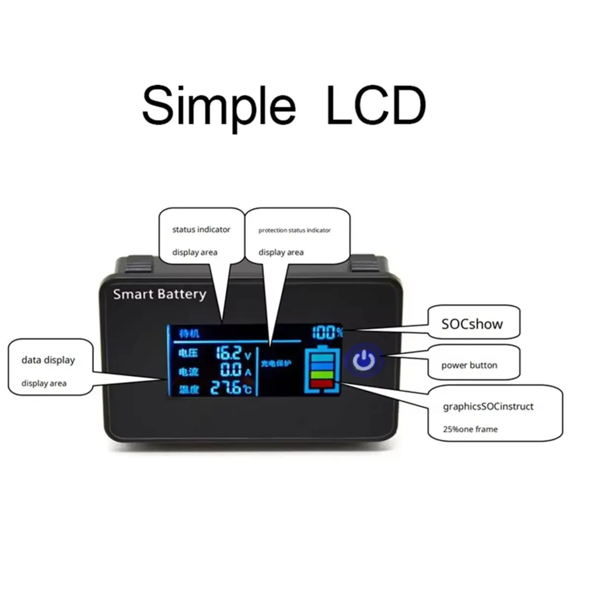 Smart LCD Display UART RS485 Communication Protection Board Lithium Battery Smart Accessories A