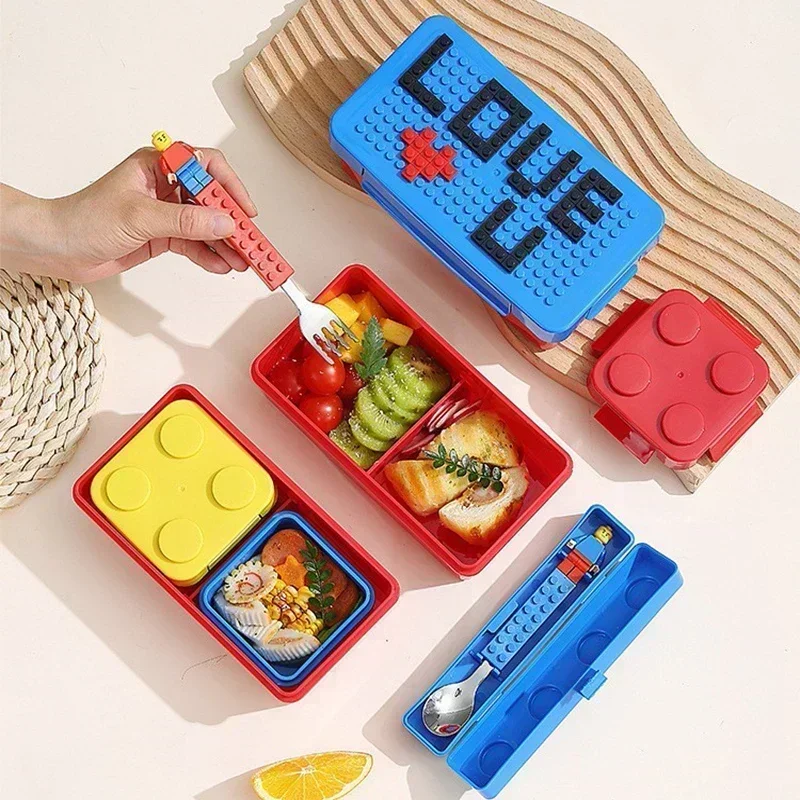 New DIY Lunch Box Color Building Blocks Splicing Colorful Children Student Portable Sealed Lunch Box  Leak Proof Cute Bento Box