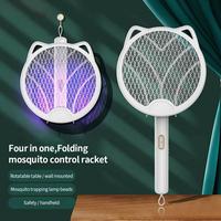 Upgraded 4 In 1 Electric Mosquito Killer Foldable Handheld Bug Zapper USB Rechargeable Fly Swatter With UV Light Trap Insect