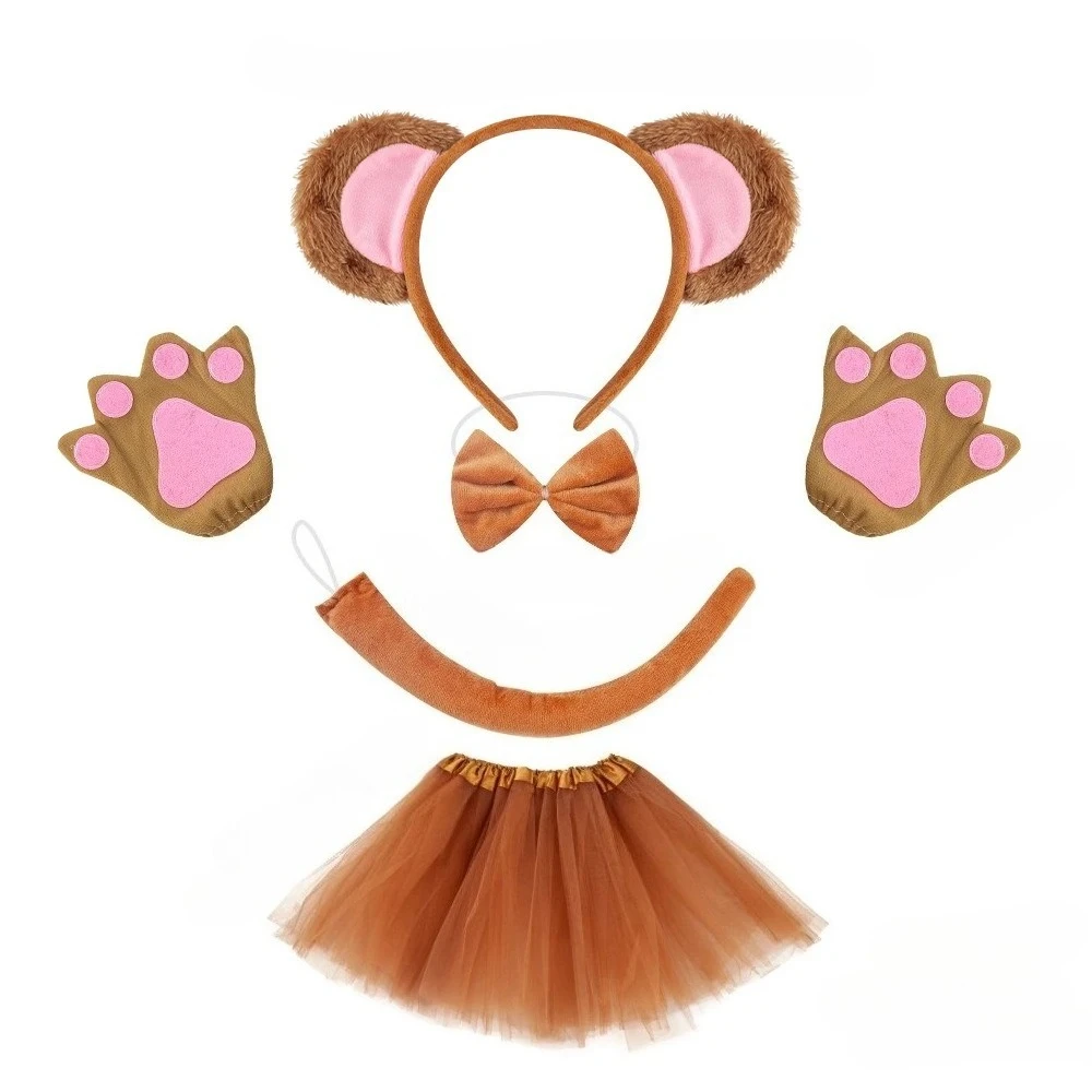 Halloween Costume Monkey Tutu Costume Accessories Animals Headband Skirt Set Props for Girls Children
